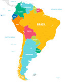 Fototapeta Mapy - Colorful Vector map of South America