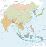 Fototapeta Mapy - Colorful Vector map of East Asia