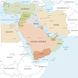 Fototapeta Mapy - Colorful Vector map of the Middle East Zone