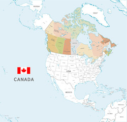colorful vector map of canda