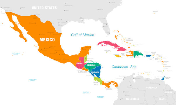 Wall Mural - Colorful Vector map of Central America