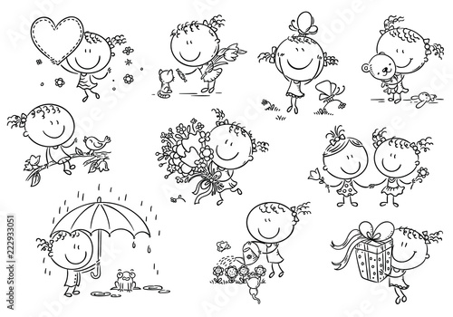 Happy and cute little girl set, black nad white