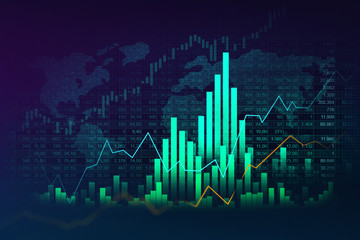 Stock market or forex trading graph in graphic concept suitable for financial investment or Economic trends business idea and all art work design. Abstract finance background