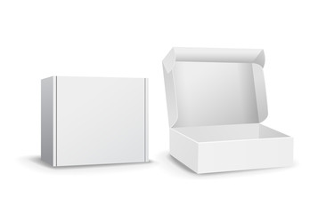 set of small white cardboard boxes mockups. template for product packaging. opened box or closed. ve