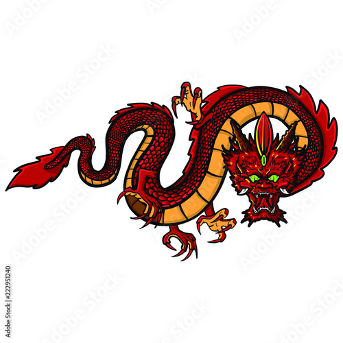 Download Hand Drawn Dragon Tattoo Coloring Book Japanese Style Japanese Old Dragon For Tattoo Traditional Asian Tattoo The Old Dragon Vector Stock Vector Adobe Stock