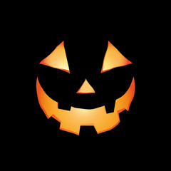 Aufkleber - Happy halloween pumpkin face on black background.Vector illustration.