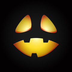 Aufkleber - Happy halloween pumpkin face on black background.Vector illustration.