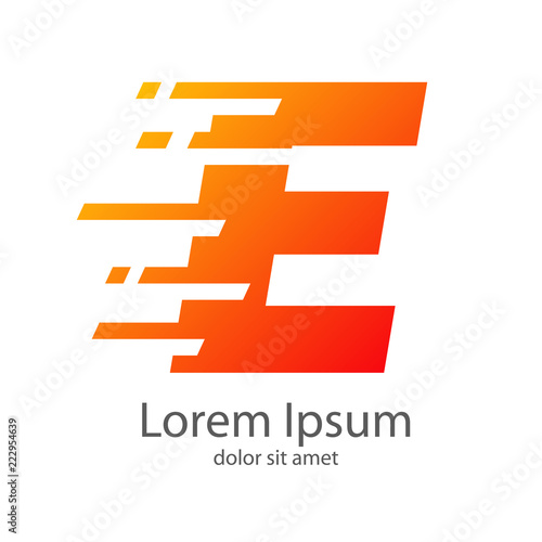 Logotipo Letra E Estilo Velocidad Color Naranja Buy This