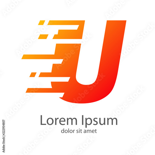 Logotipo Letra U Estilo Velocidad Color Naranja Buy This