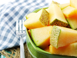 Poster - close up of cantaloupe melon slices