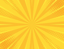 Yellow Retro Vintage Style Background With Sun Rays Vector Illustration