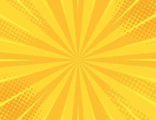 Wall Mural - Yellow Retro vintage style background with sun rays vector illustration