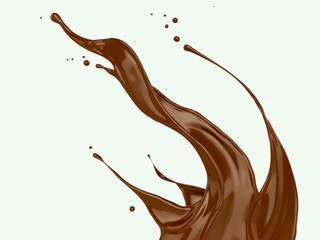 chocolate or cocoa splash isolated on white background with clipping path.