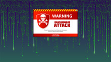 Alert Message Of Virus Detected. Ransomware Attack, Identifying Computer Virus Inside Binary Code Of Matrix. Template For Concept Of Security, Programming And Hacking, Decryption And Encryption.
