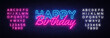 Happy Birthday neon sign vector. Happy Birthday Design template neon sign, light banner, neon signboard, nightly bright advertising, light inscription. Vector. Editing text neon sign