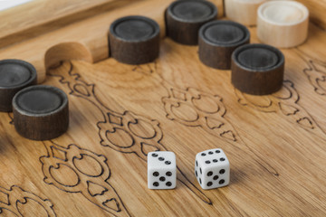 Backgammon playing field and dices