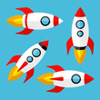 © Sylfida - Set of rockets on blue background. Vector illustration