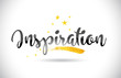 Inspiration Word Vector Text with Golden Stars Trail and Handwritten Curved Font.