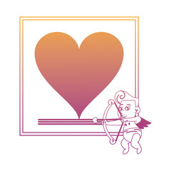 Poster - Fram with heart and cupid rainbow lines