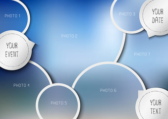 Wall Mural - Template for photo collage in modern style. Frames for clipping masks is in the vector file. Template for a photo album with circle shapes frames