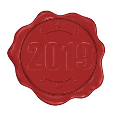 Sticker - Wax Stamp 2019.  Image with clipping path