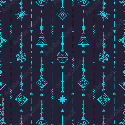 Vector Christmas Pattern With Holiday Toys Ball Snowflake Tree
