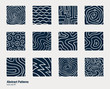 Collection of hand-drawn abstract scientific illustrations. Vector logo templates.