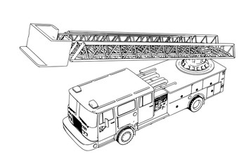 Poster - sketch of fire engine vector