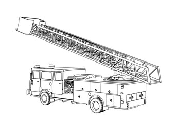 Poster - sketch of fire engine vector