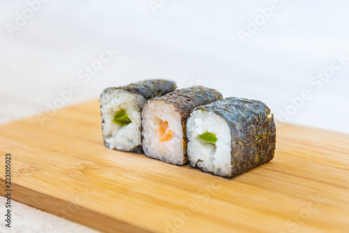 Japanese food Sushi Roll Maki of Salmon and avocado Canvas