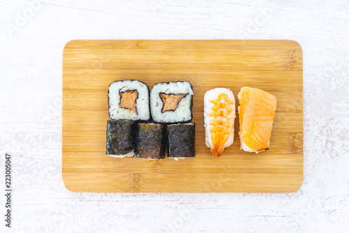 Japanese food Sushi Roll Maki of Salmon and avocado Canvas