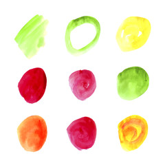 Wall Mural - Vector Watercolor Spots Isolated on White, Colorful Splashes.