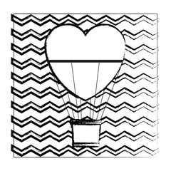 Poster - Hot air balloon heart shaped on frame sketch