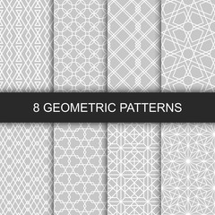 Poster - Set of vector geometric textures. Collection of seamless patterns for your design