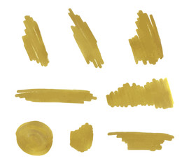 Wall Mural - Vector Collection of Golden Marker Strokes, Design Element Set Isolated.
