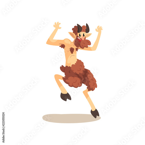 Fotografía Satyr Faun ancient mythical creature cartoon vector Illustration on a white back