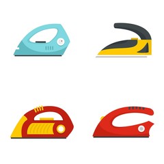 Poster - Smoothing iron drag appliance icons set. Flat illustration of 4 smoothing iron drag appliance vector icons for web