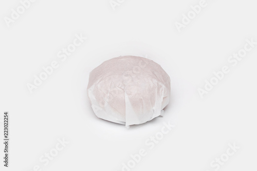 Download Burger Isolated On White Background Wrapped White Paper Hamburger Mockup Burger Packed Stock Photo Adobe Stock