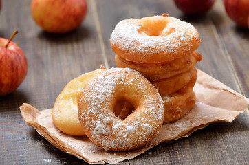 Homemade donuts with apples