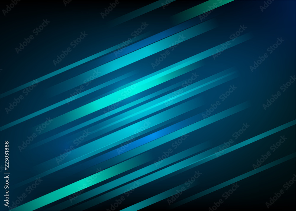 Abstract blue background with light diagonal lines. Speed motion design ...