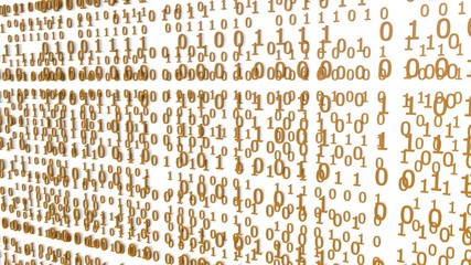 Orange Binary Codes on a white Background (3d Rendering)