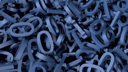 Blue Binary Codes in a Chaos (3d Rendering)