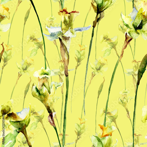 Seamless wallpaper with Narcissus flowers