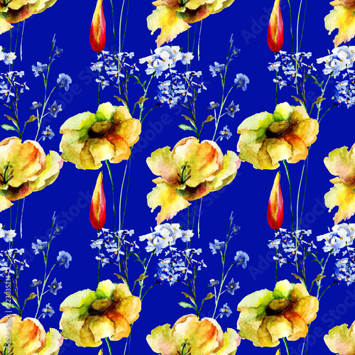 Seamless pattern with Decorative summer flowers