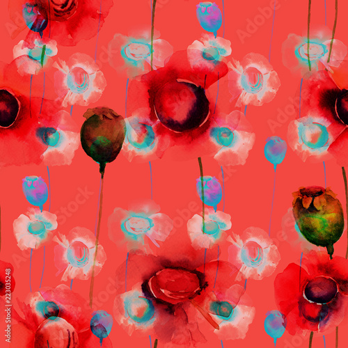 Seamless wallpaper with summer flowers