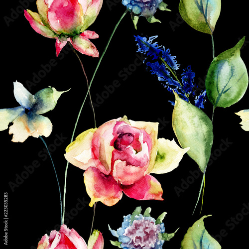 Seamless pattern with Original flowers