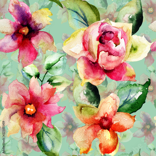 Seamless pattern with wild flowers