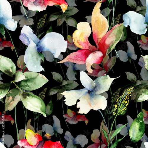 Seamless pattern with Stylized flowers