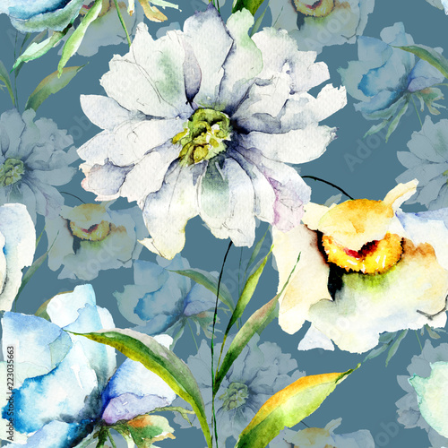 Seamless pattern with summer flowers