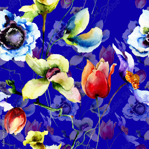 Seamless wallpaper with flowers